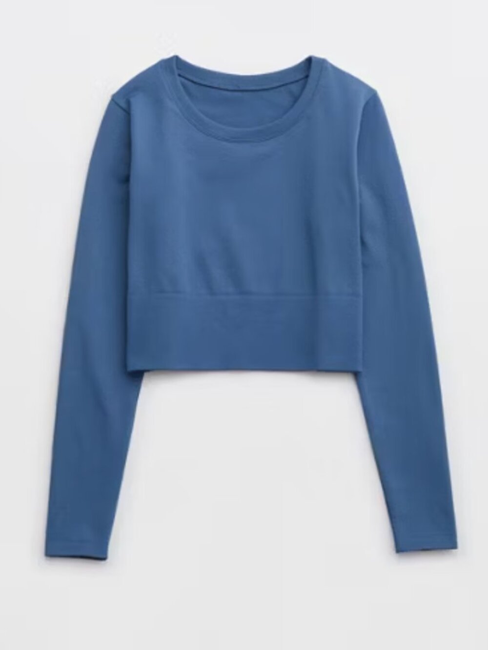 OFFLINE By Aerie Sidewalk Seamless Long Sleeve Cropped T-Shirt Blue • Size S